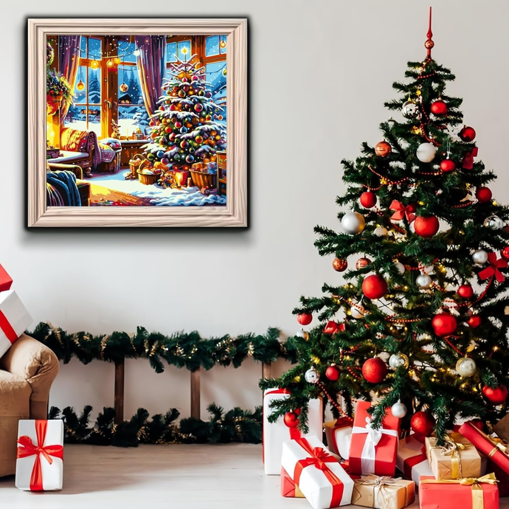 Christmas Tree Paint by Numbers Kit With DIY Canvas Set