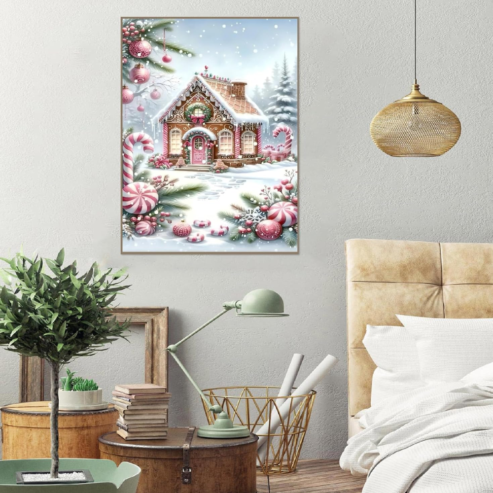 Christmas Candle Paint by Numbers Kit DIY Canvas Painting Set