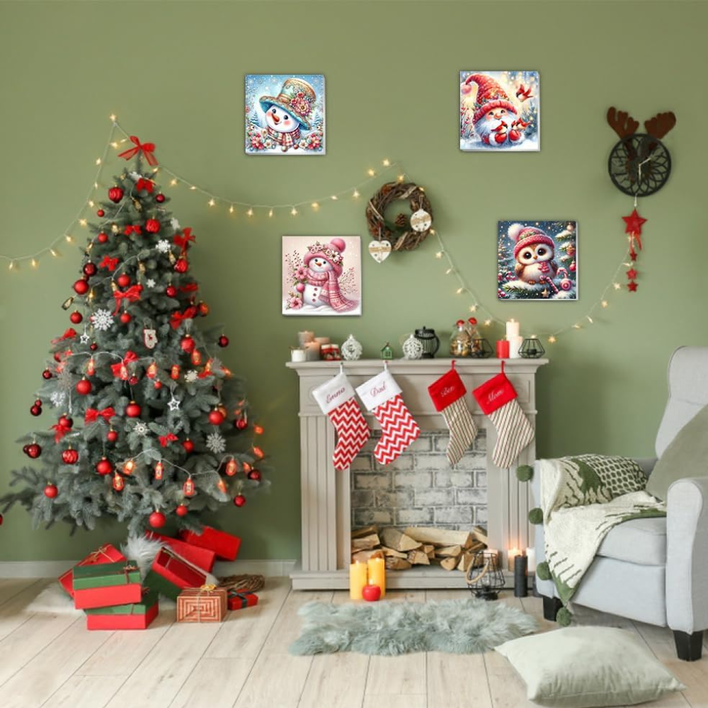 4 Pack Of Christmas Paint By Numbers For Kids With Wooden Frame