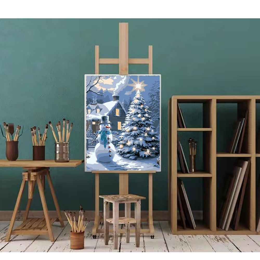 Christmas Paint by Numbers Kit with Brushes on Canvas