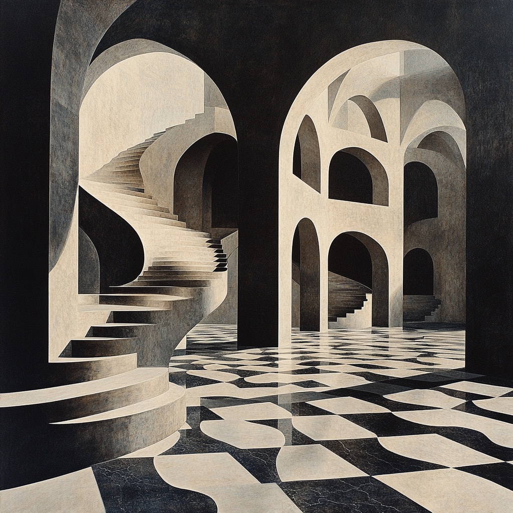 M.C. Escher Inspired Infinite Staircase Labyrinth Paint by numbers kits