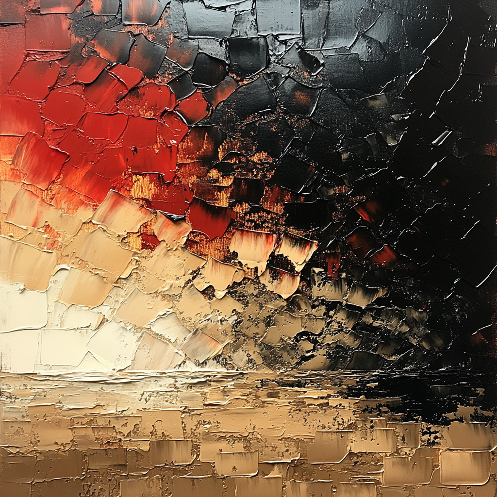 Jean-Paul Riopelle Inspired Storm Pattern In Reds And Blacks Number painting