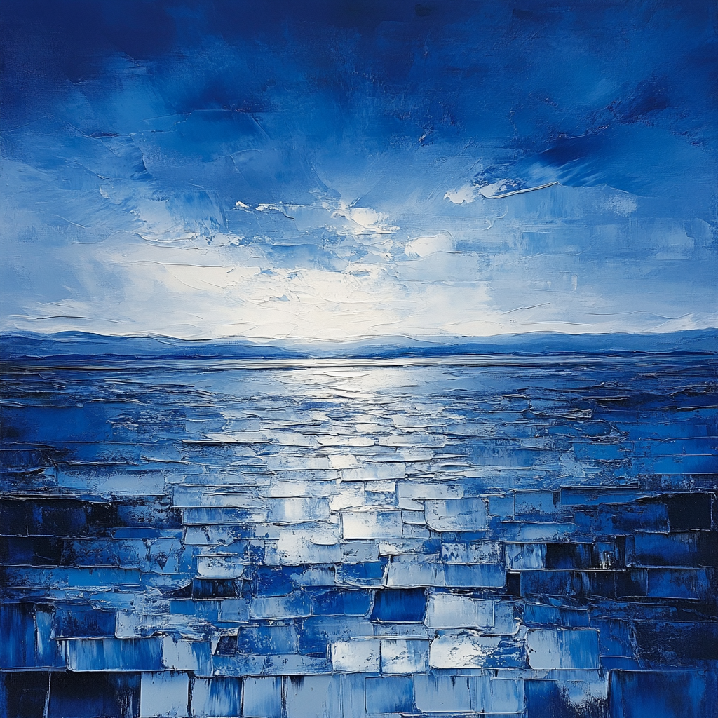 Jean-Paul Riopelle Inspired Icy Northern Sky Mosaic DIY paint by numbers