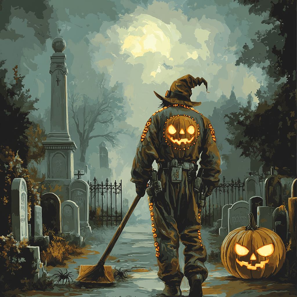 Cemetery Caretaker Pumpkin Suit DIY paint by numbers