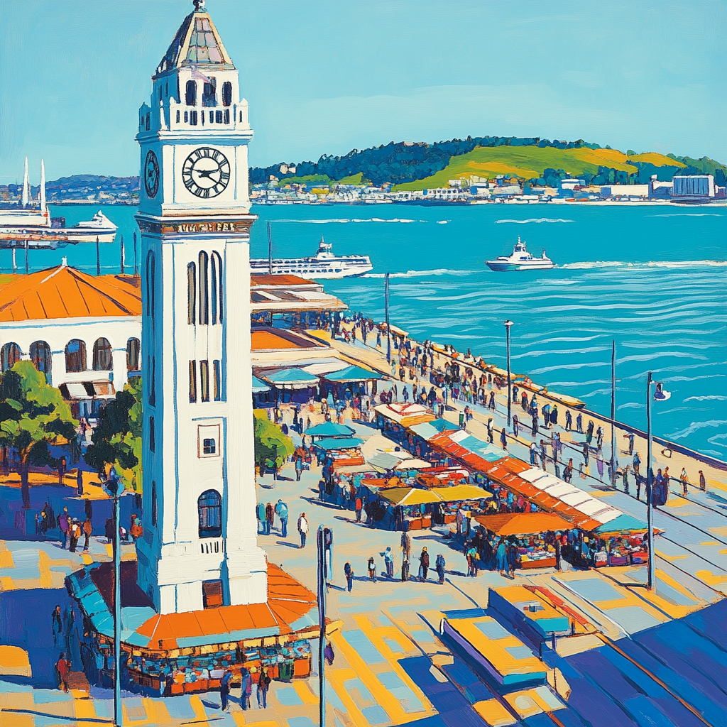Lively Ferry Plaza San Francisco United States paint by color