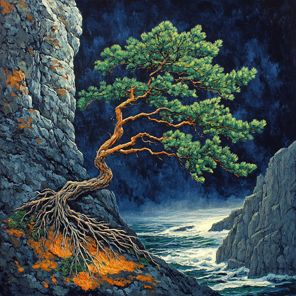 Arthur Lismer Inspired Windbent Pines On Crag Paint by numbers art