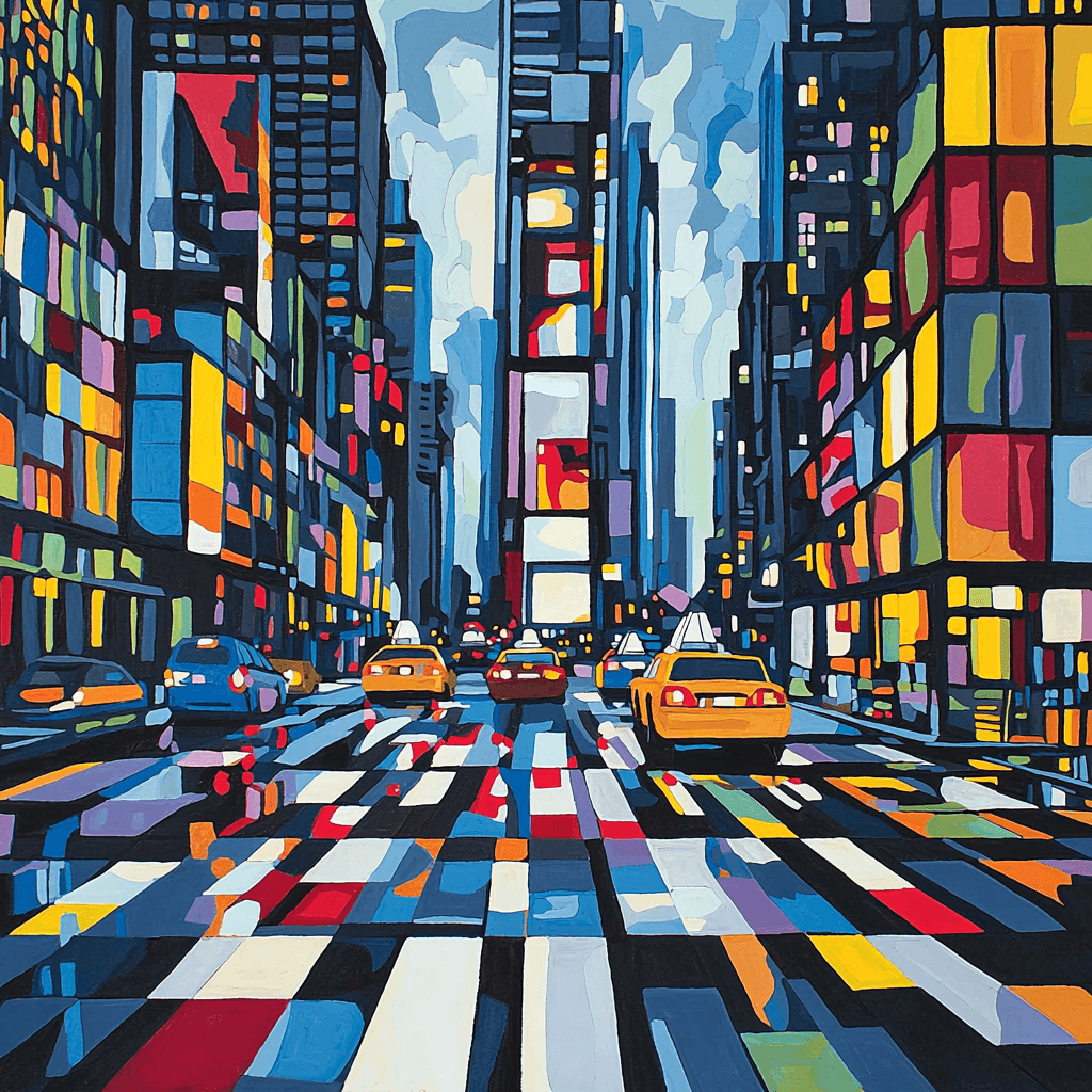 Piet Mondrian Inspired Abstract City Twilight Paint By Numbers Kits