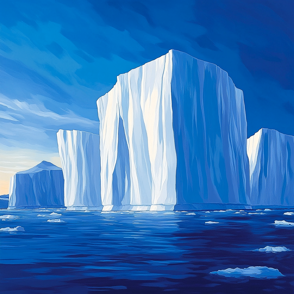 Lawren Harris Inspired Stark Icebergs Under Cerulean Sky painting number kit