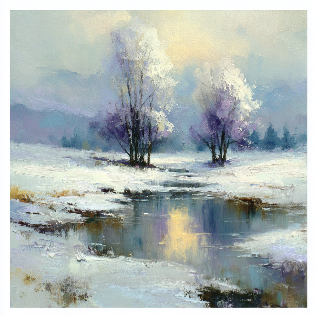 Claude Monet Inspired Winter Snow Scene Painting by numbers kit