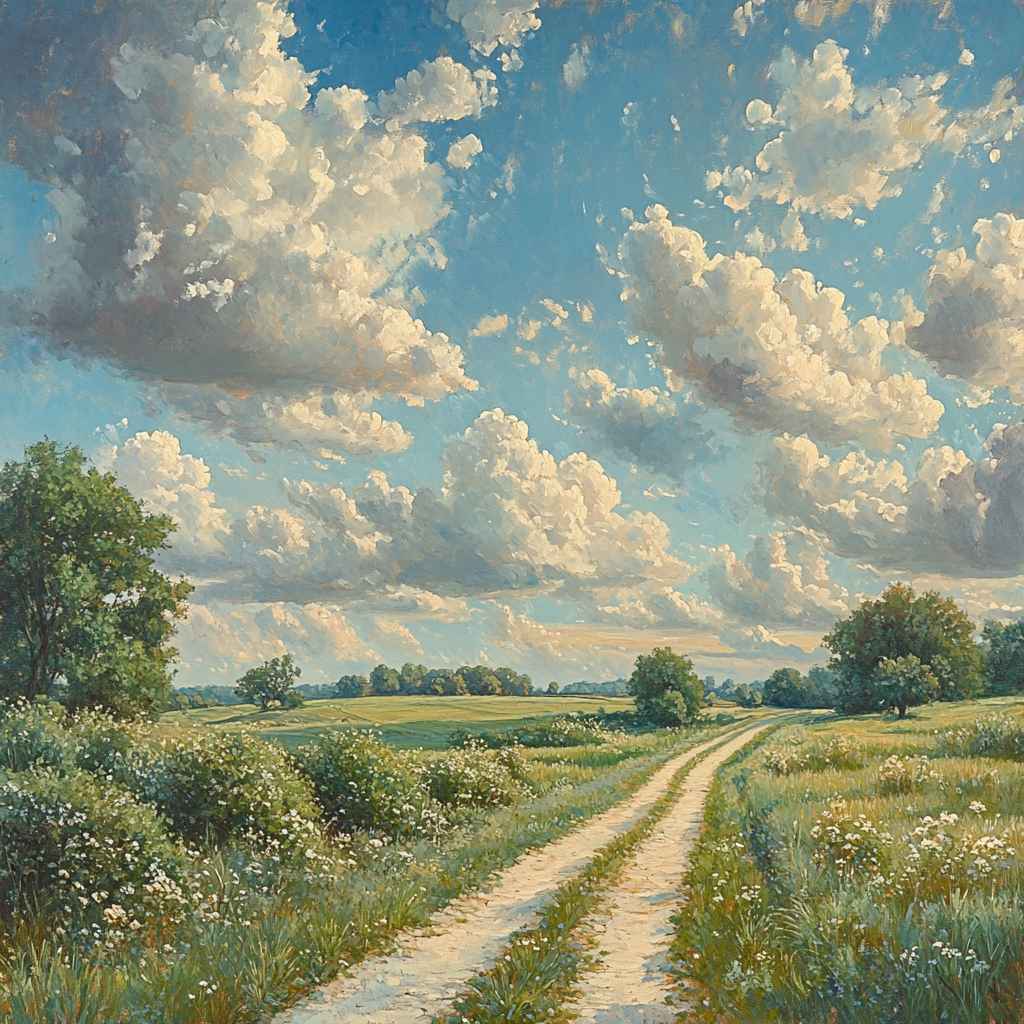 John Constable Inspired Country Lane paint by numbers