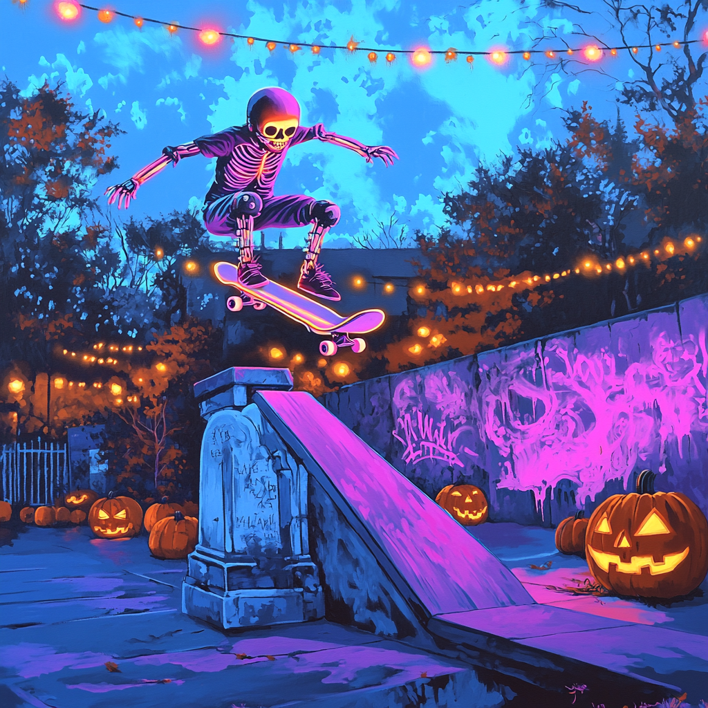 Neon Graveyard Skatepark painting number kit