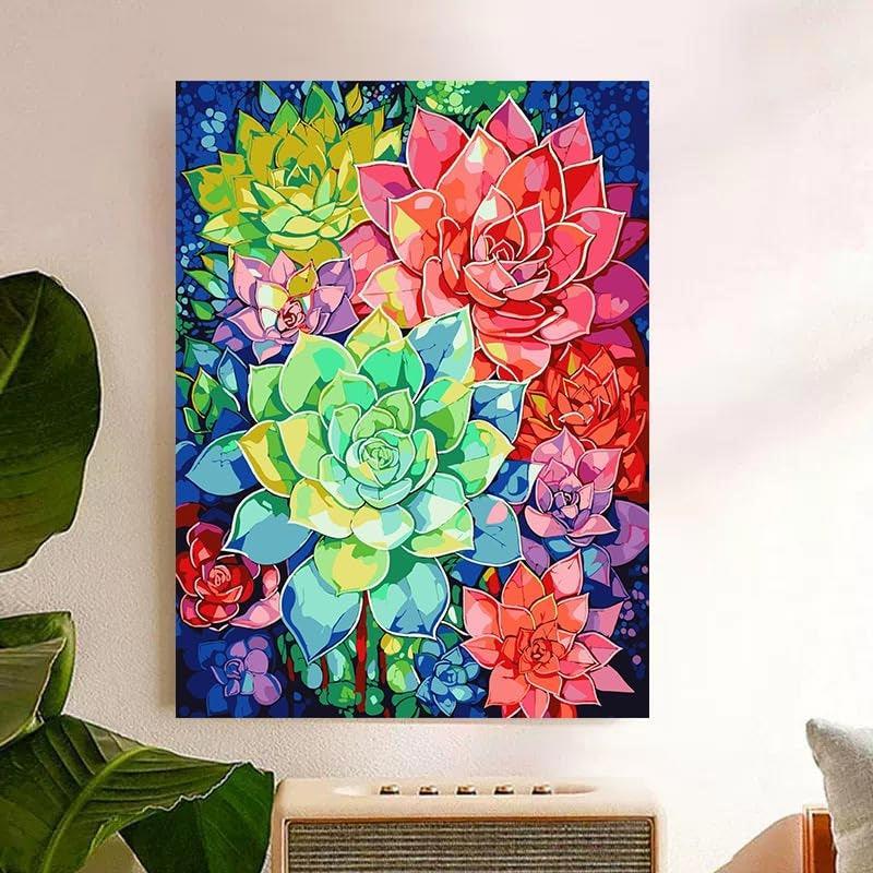 Paint By Number Kit For Adults And Beginners Cat Flowers