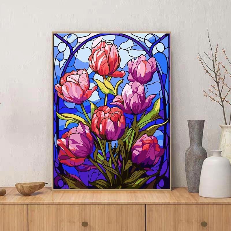 Paint By Number Kit For Adults And Beginners Cat Flowers