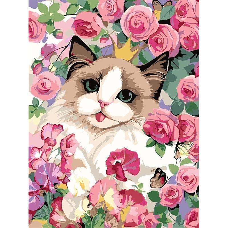 Paint By Number Kit For Adults And Beginners Cat Flowers