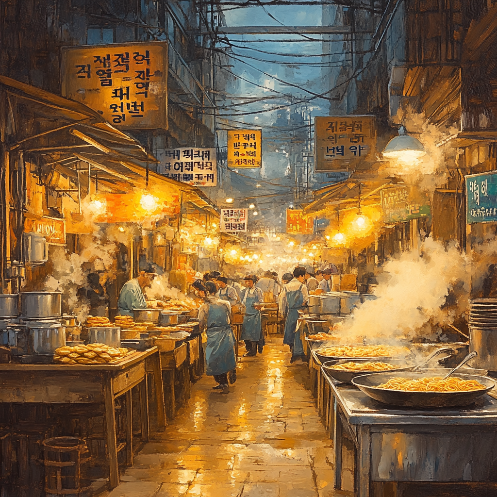 Gwangjang Market Food Alley In Seoul painting number kit