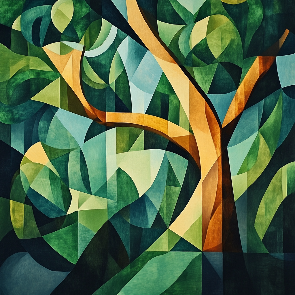 Picasso Inspired Abstract Forest paint by color