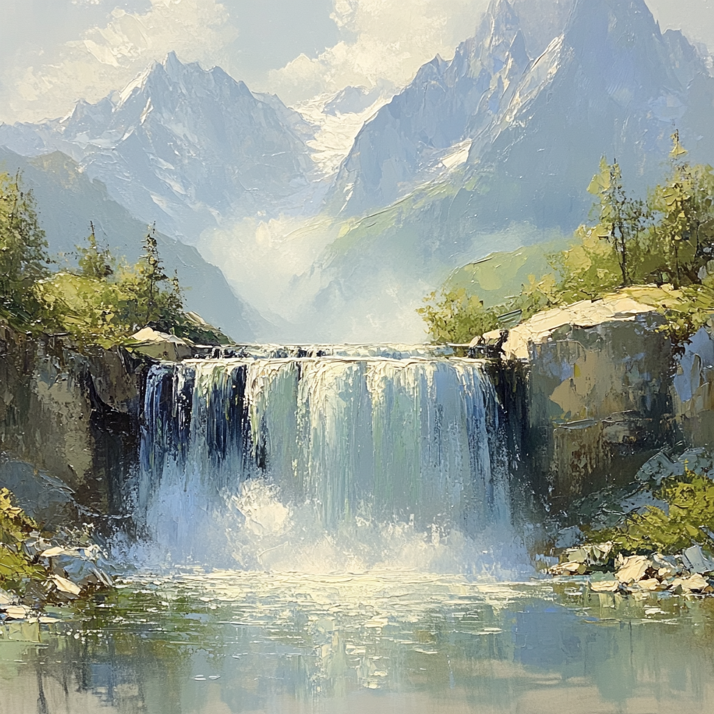 Leonardo Da Vinci Inspired Alpine Waterfall Study paint by numbers