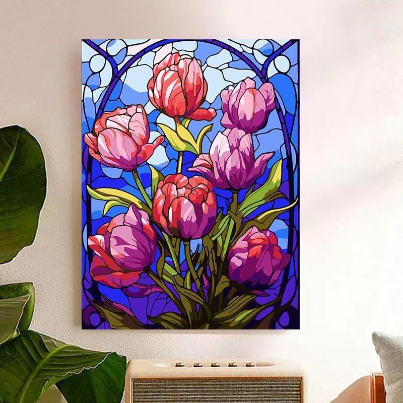 Paint By Number Kit For Adults And Beginners Cat Flowers