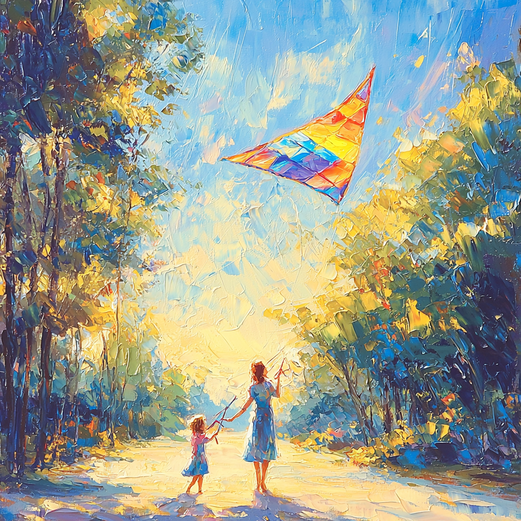 Kite Flying With Mother DIY Paint By Numbers