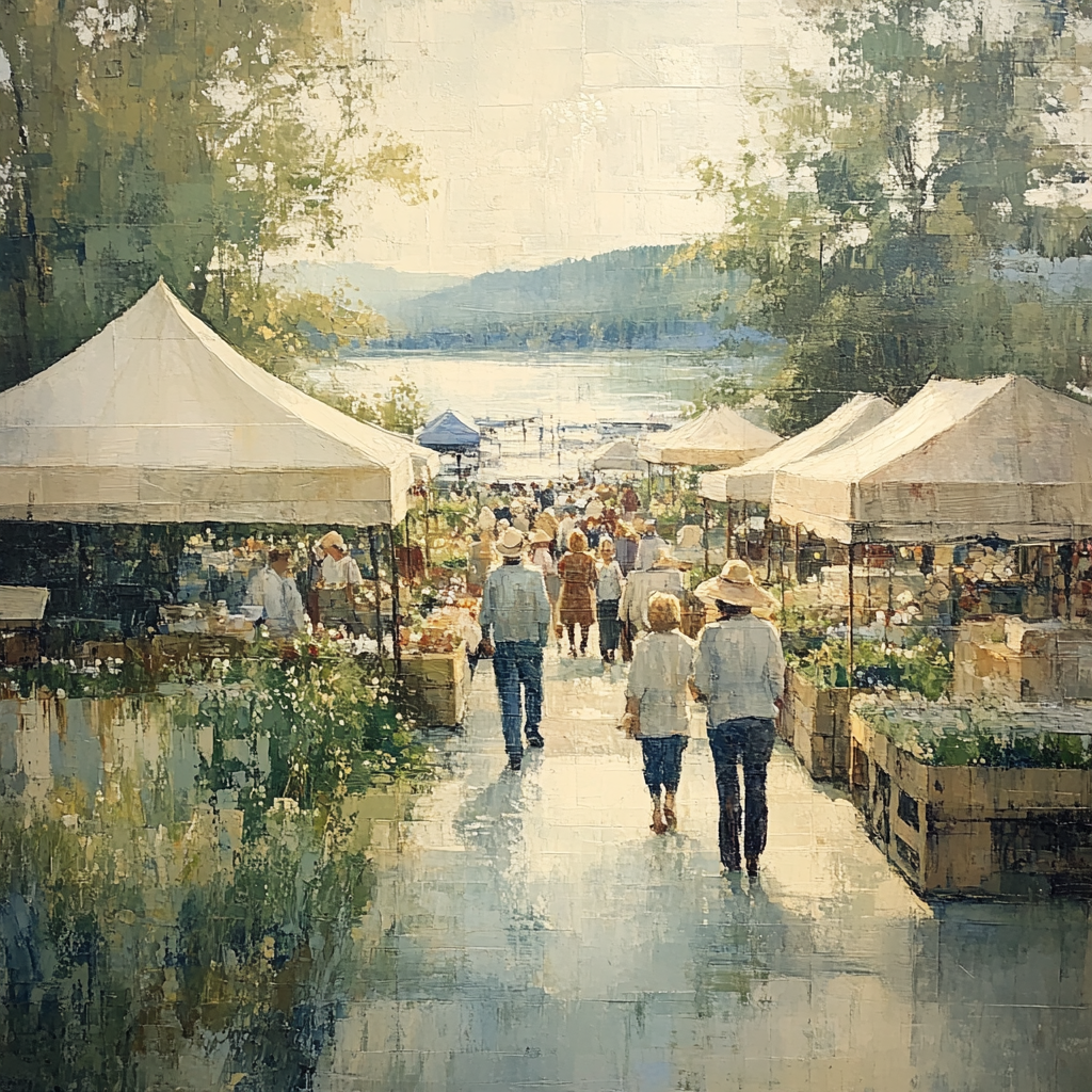 Pissarro Inspired Riverside Market paint by color