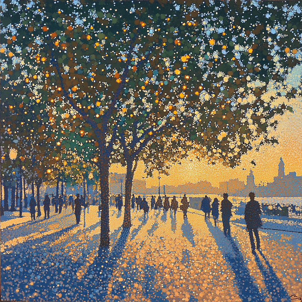 Seurat Inspired Evening Promenade Number painting