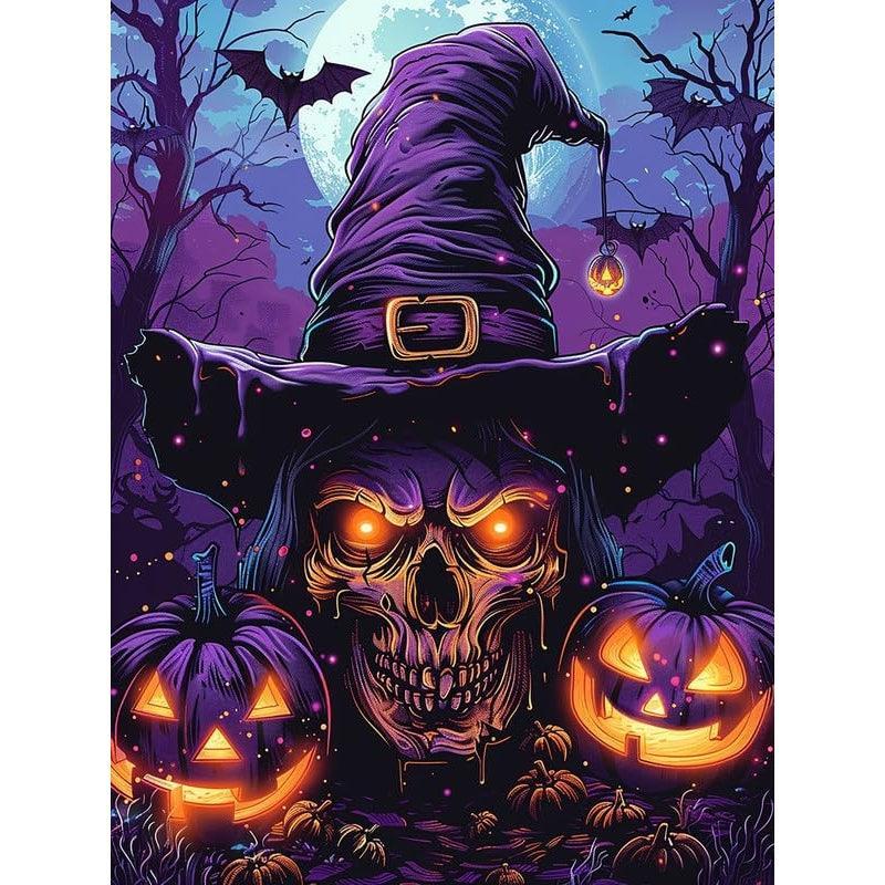 DIY Diamond Art Kit For Home Decor Featuring Skull And Pumpkin
