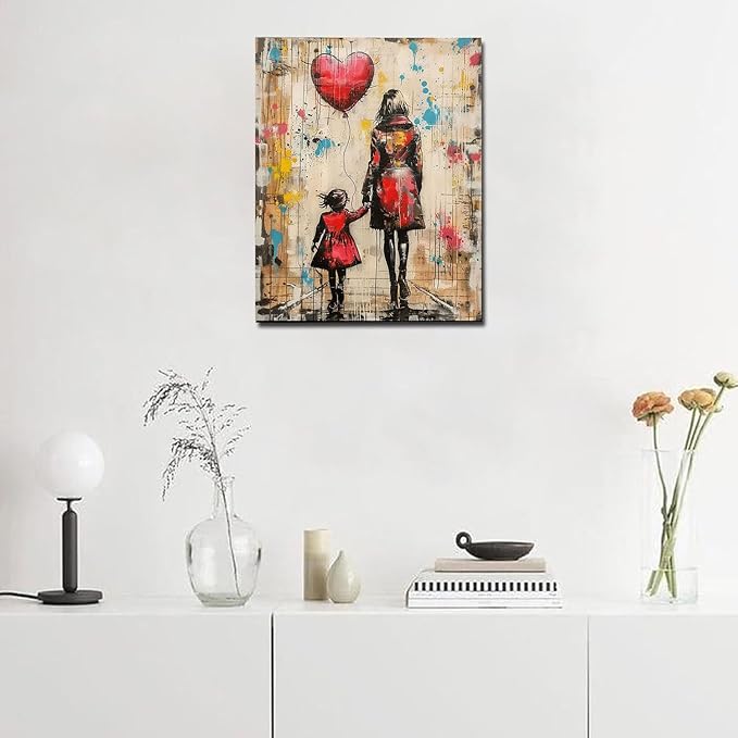 Graffiti Paint by Numbers for Mother and Daughter DIY Painting on Canvas with Acrylic Paints