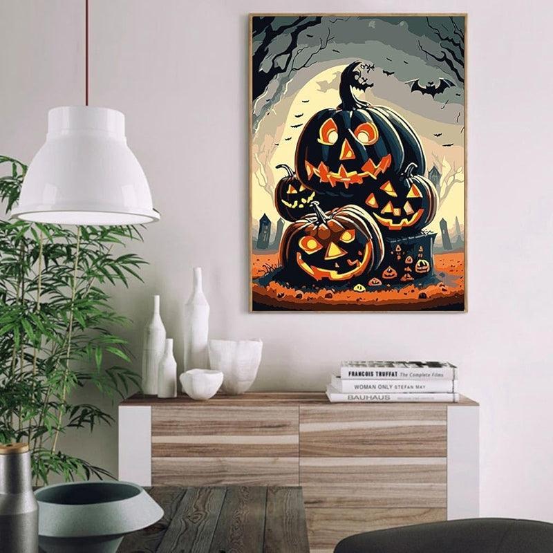 Halloween Paint By Numbers Kit On Canvas For Home Decor