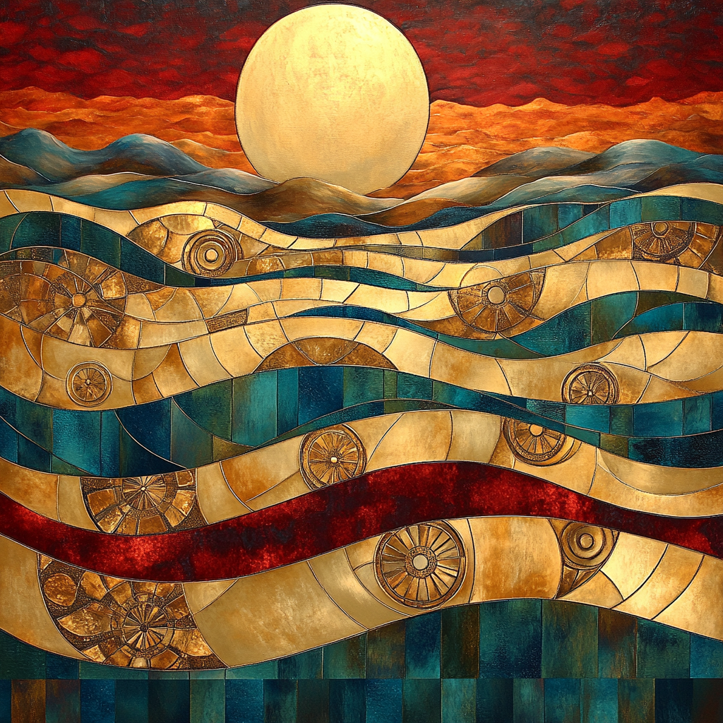 Gustav Klimt Inspired Golden River Of Time paint by number