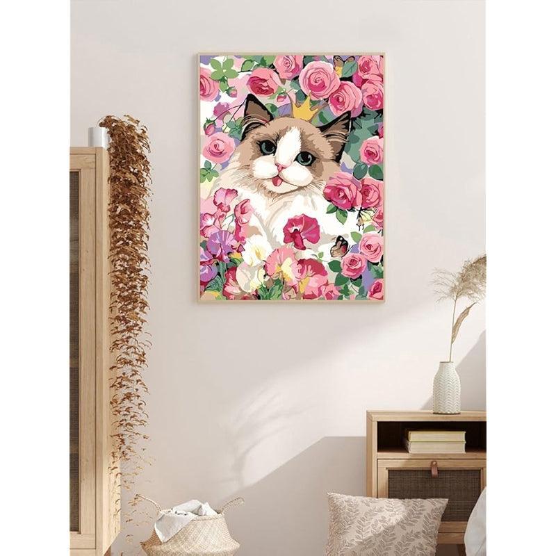 Paint By Number Kit For Adults And Beginners Cat Flowers