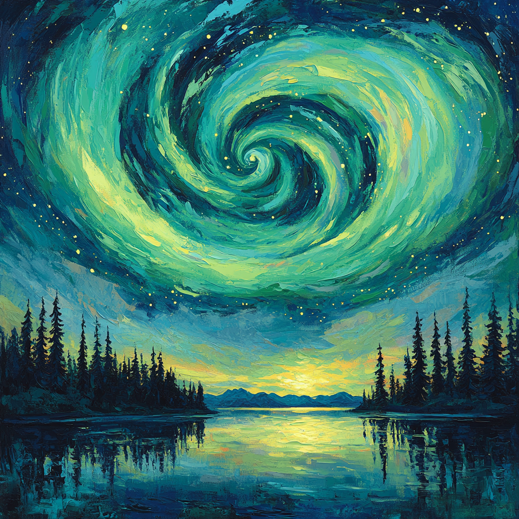 Edvard Munch Inspired Nocturnal Aurora Drift paint by numbers