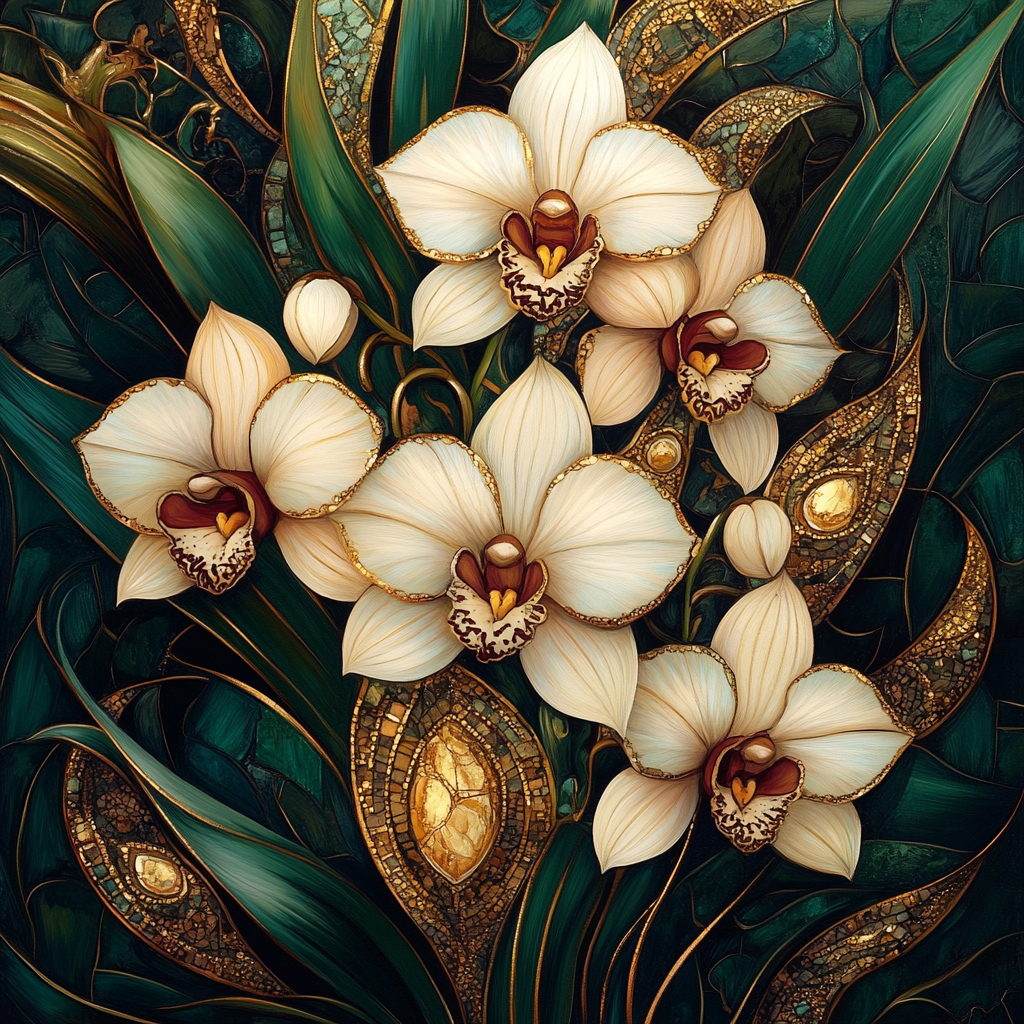 Gustav Klimt Inspired Orchid Bouquet DIY paint by numbers