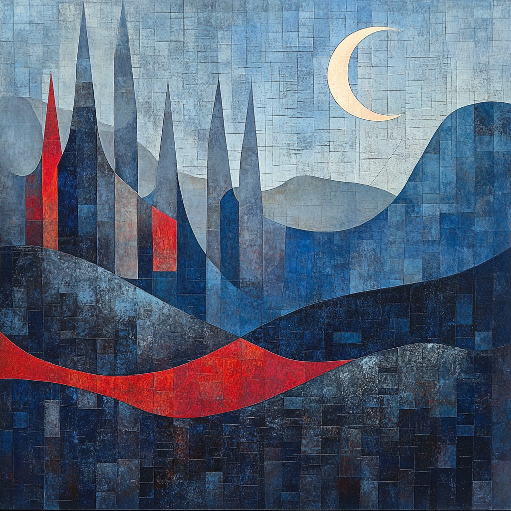 Pablo Picasso Inspired Angular Nocturne Landscape paint by number