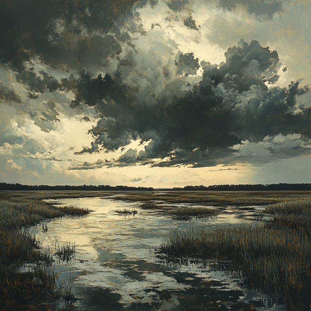Rembrandt Inspired Storm Over The Silent Marsh DIY paint by numbers
