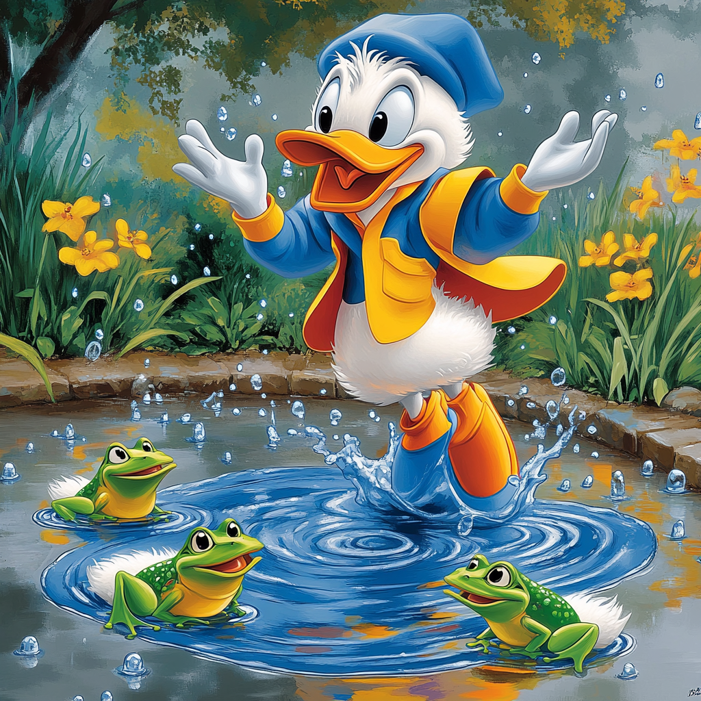 Donald Duck Rainy Day Splash paint by numbers