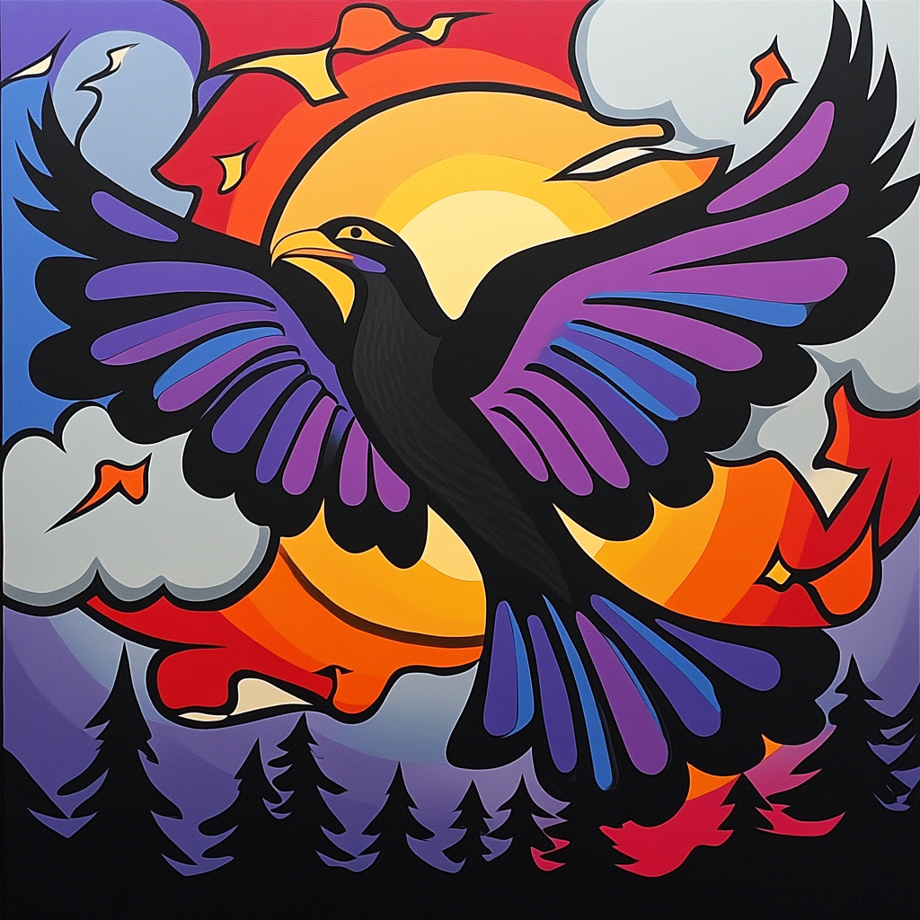 Norval Morrisseau Inspired Thunderbird Of The Sky Spirits Numbered painting kits