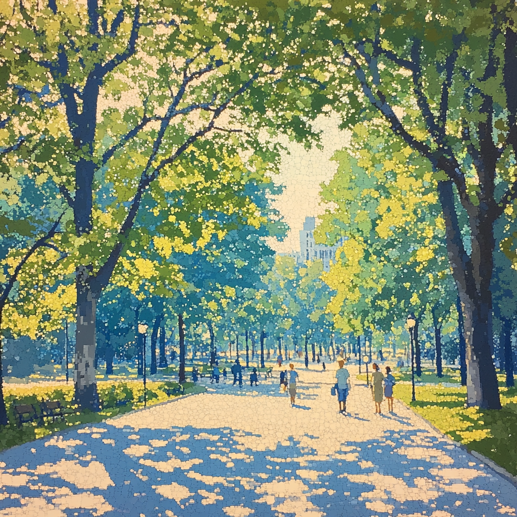 Seurat Inspired Pointillist Park Scene Numbered painting kits