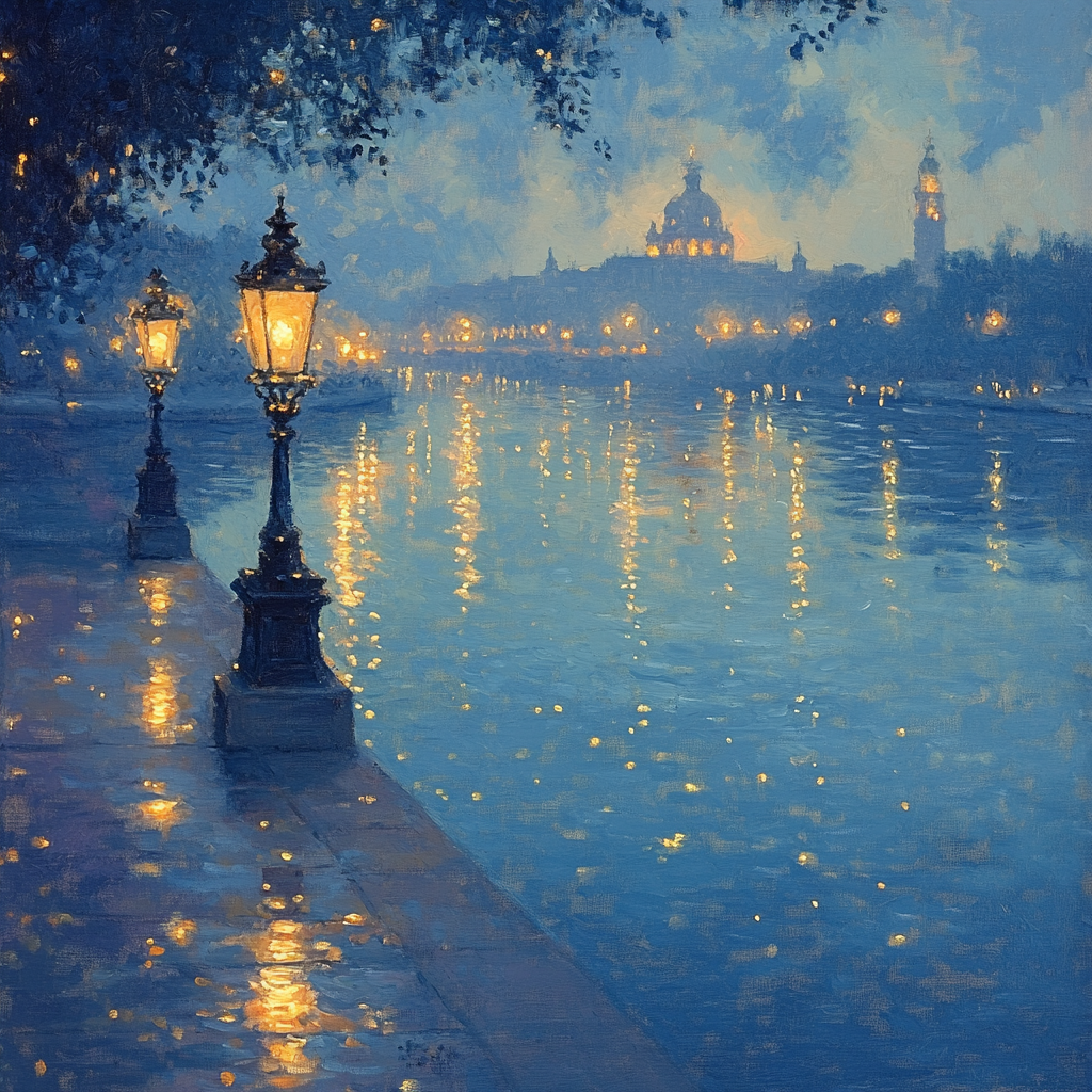 Claude Monet Inspired Citylights At Dusk Paint by numbers kits
