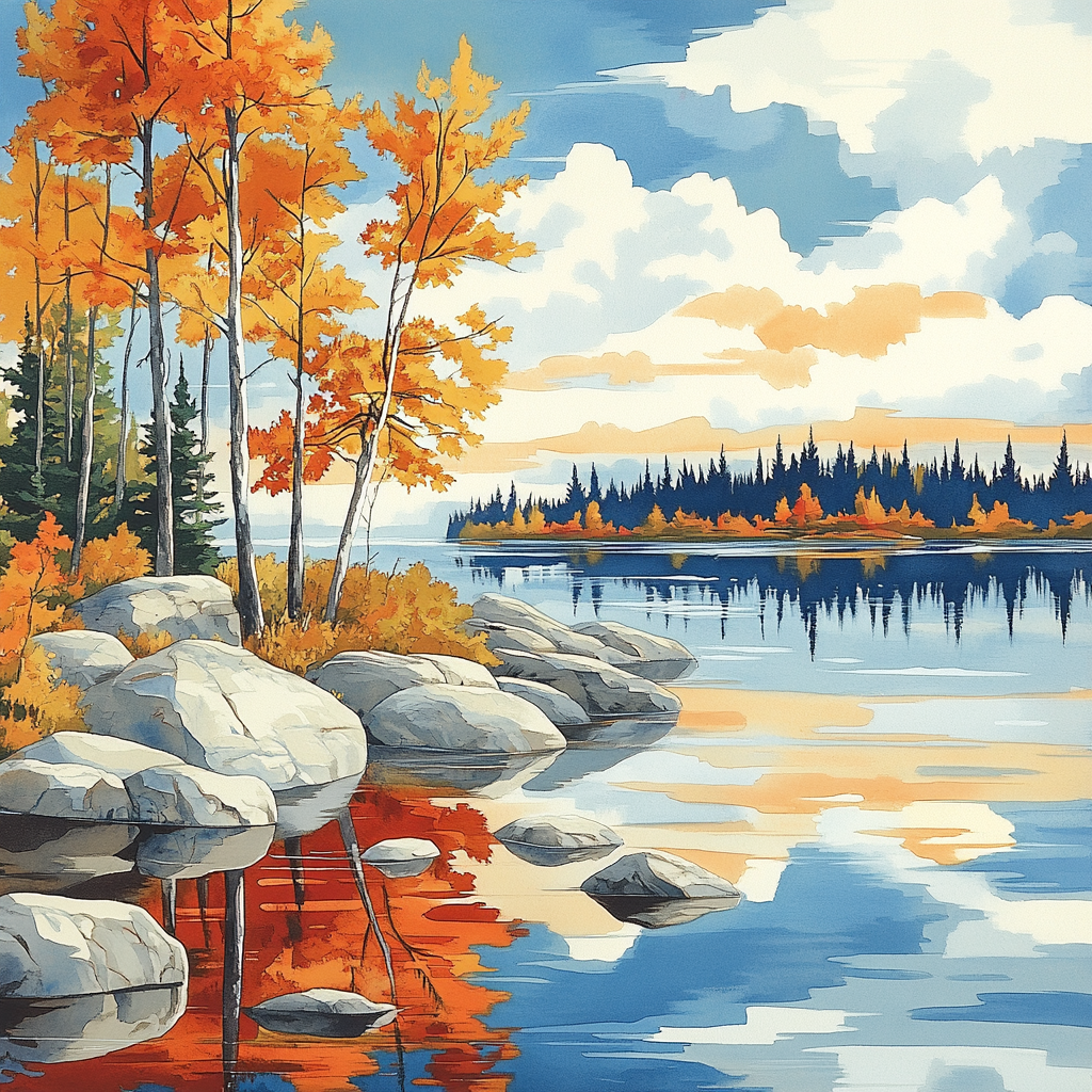 Franklin Carmichael Inspired Autumn Shoreline Harmony Numbered painting kits