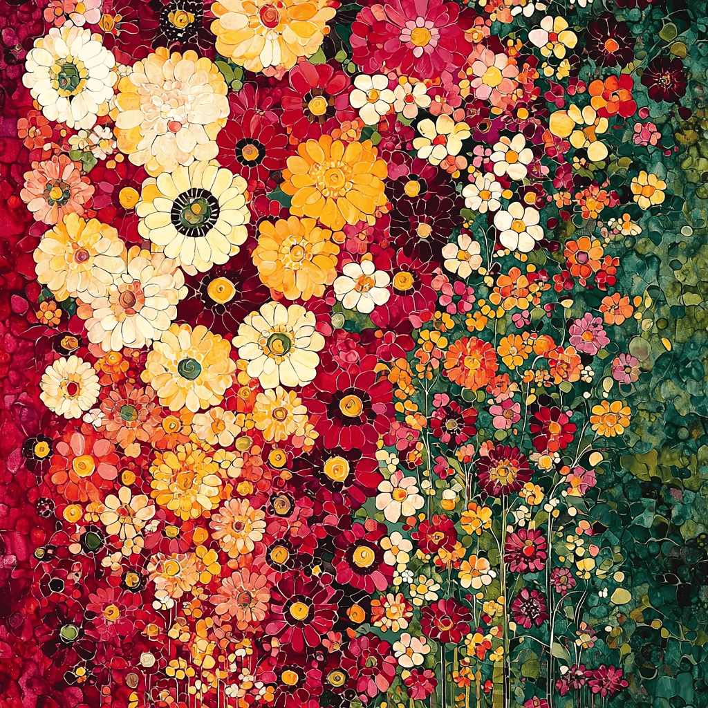 Gustav Klimt Inspired Petals In Motion Paint By Color
