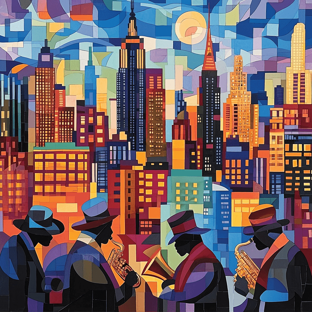 Romare Bearden Inspired Dynamic Urban Jazz Numbered Painting Kits