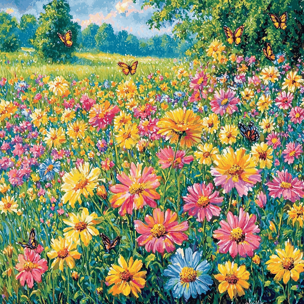 Monet Inspired Elysian Meadows Number Painting