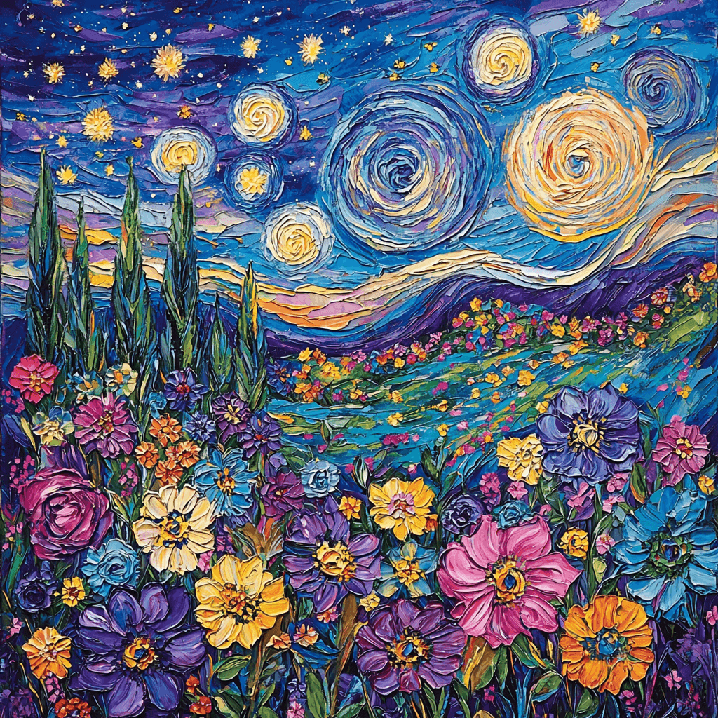 Vincent Van Gogh Inspired Starlit Garden Paint By Numbers Kits