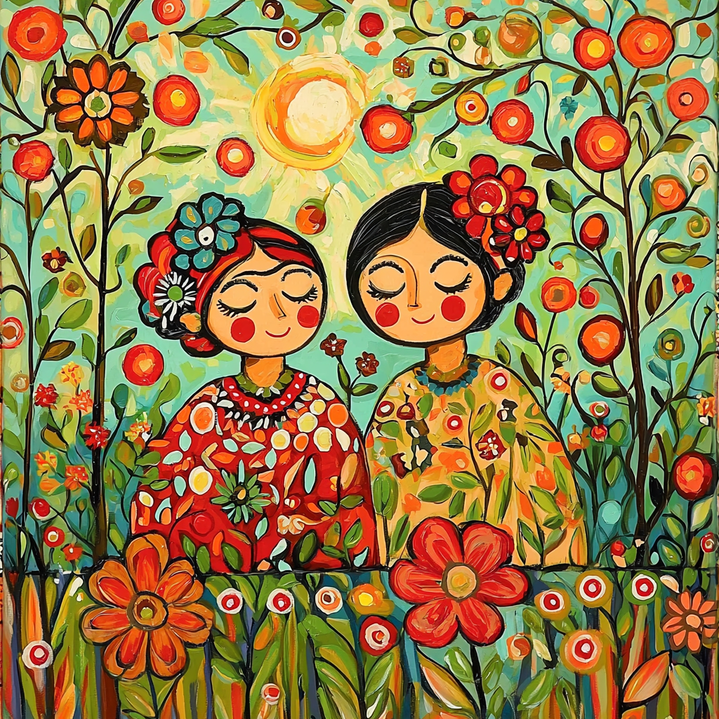 Frida Kahlo Inspired Friendship Blooms Paint By Color