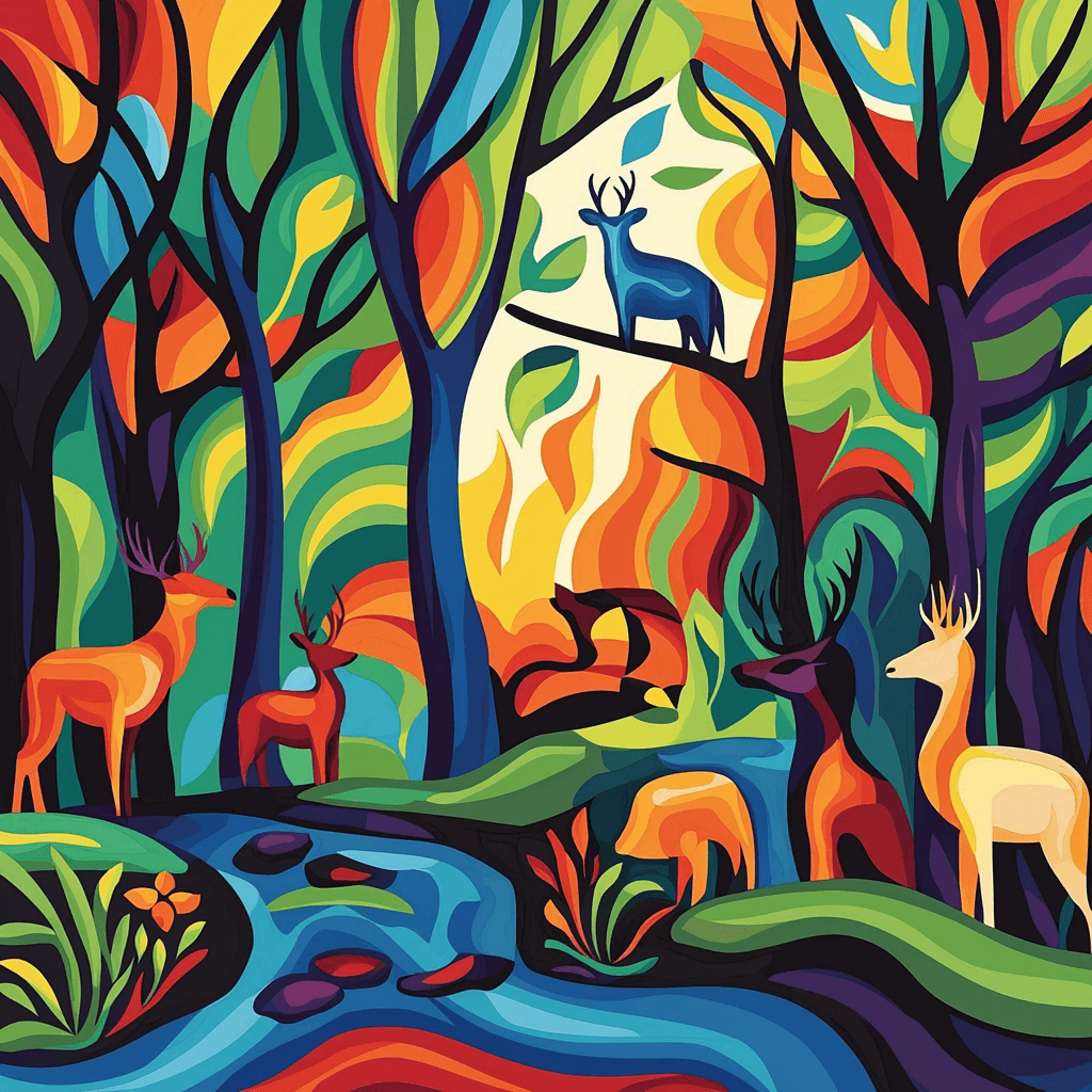 Franz Marc Inspired Forest Fauna Festivity Numbered Painting Kits