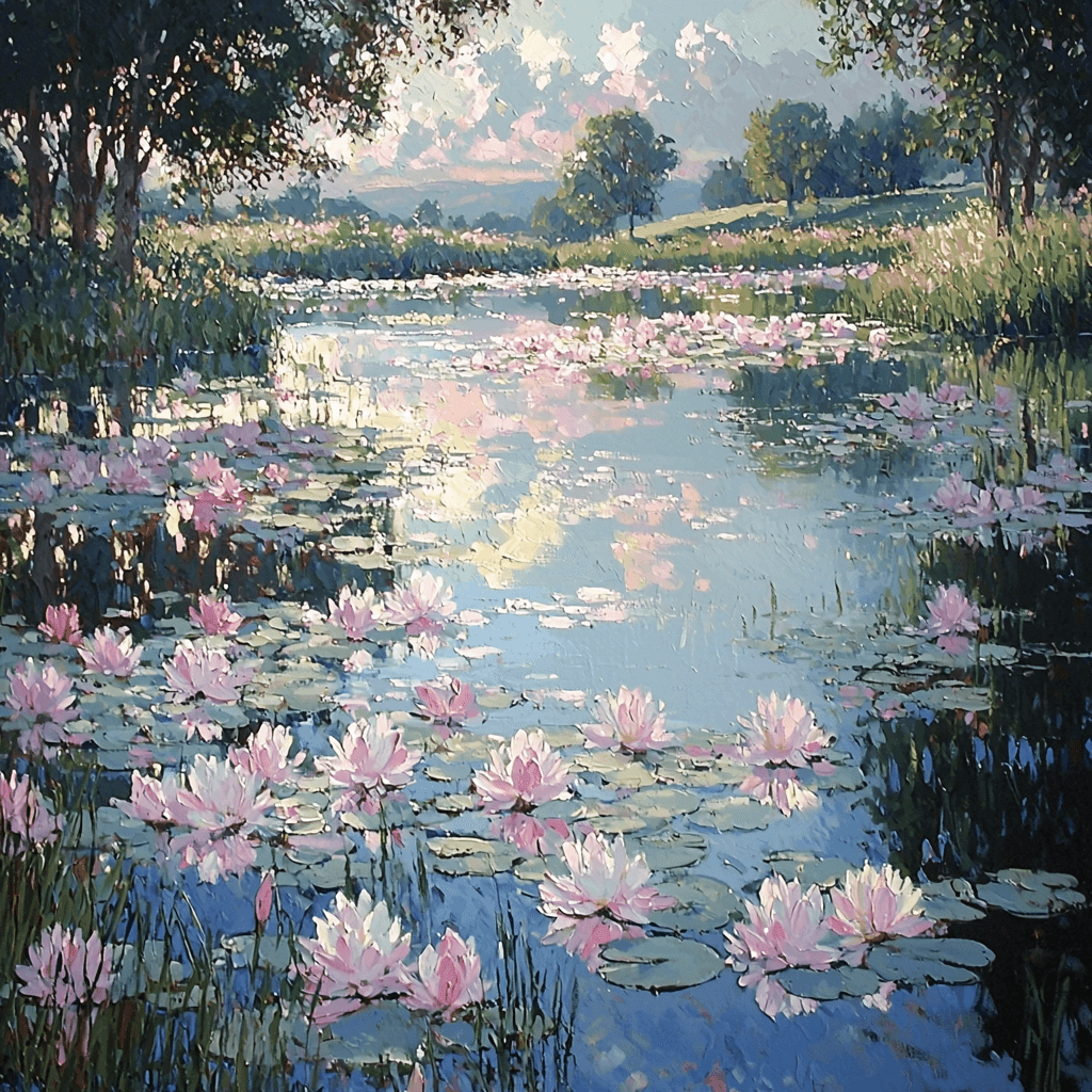 Claude Monet Inspired Water Lily Reflection DIY Paint By Numbers