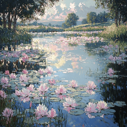 Claude Monet Inspired Water Lily Reflection DIY Paint By Numbers