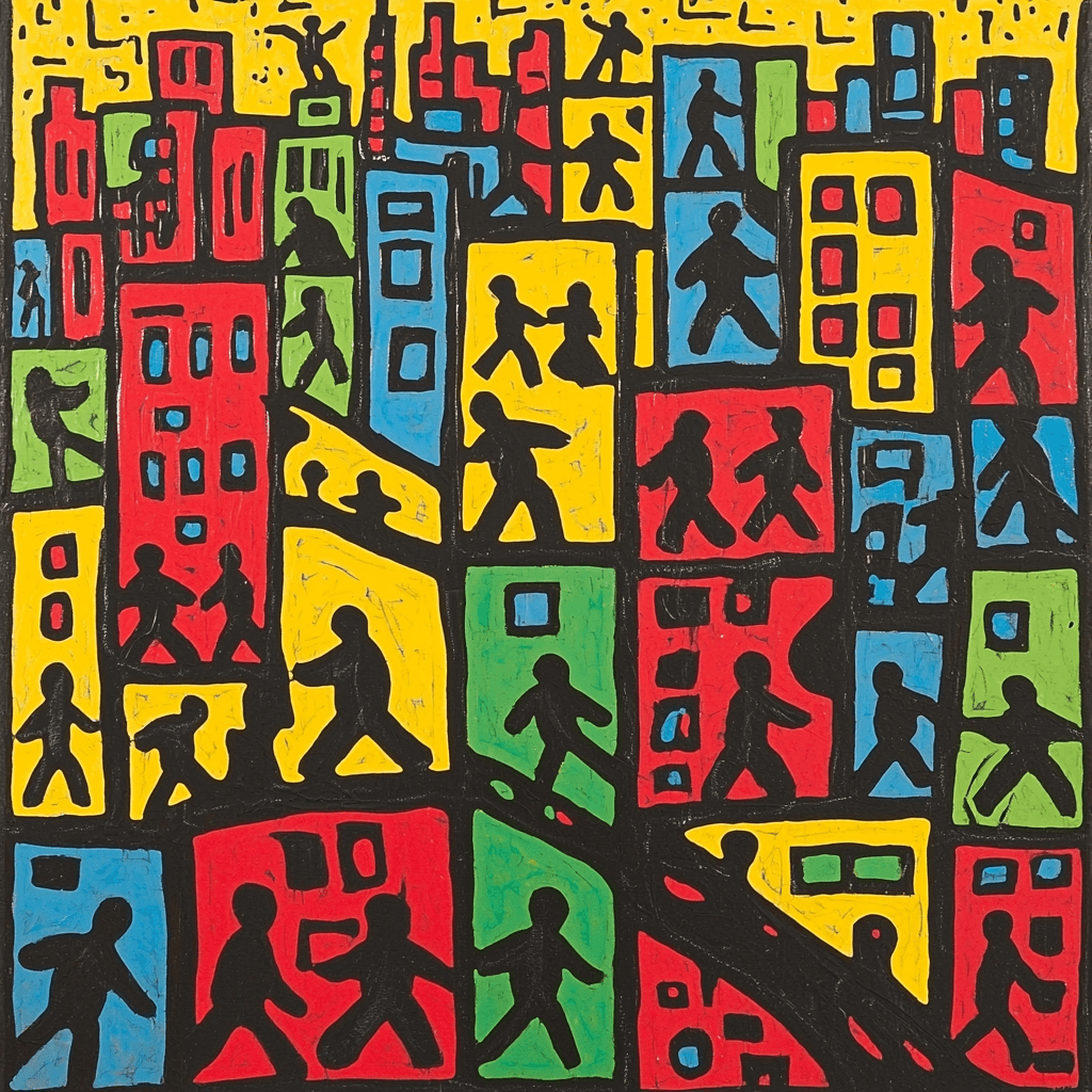 Keith Haring Inspired Eclectic Cityscape Painting By Numbers Kit