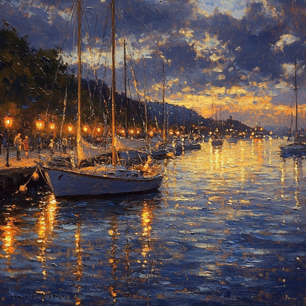 Rembrandt Inspired Old Harbor Evening Number painting