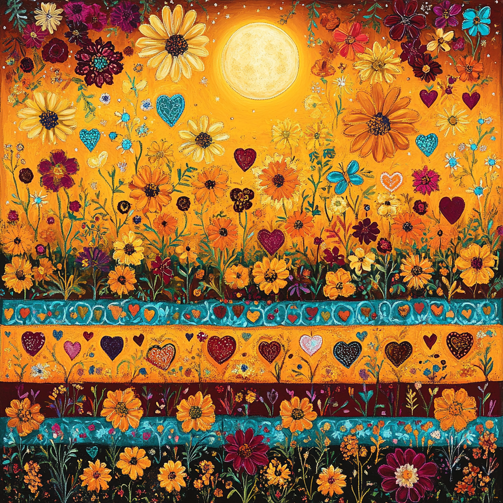 Frida Kahlo Inspired Moonlit Marigold Tapestry DIY paint by numbers